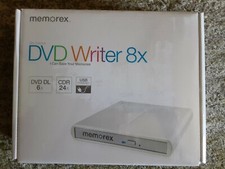  Brand New - Memorex Slim External CD/DVD Writer, DVD 8X, CDR 24X, USB Powered