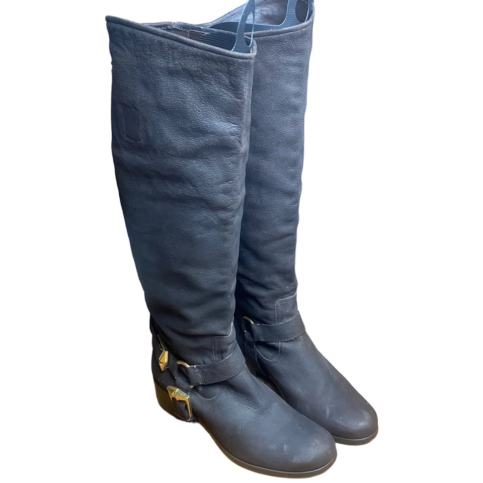 Bota de montar de gamuza marrón 7 For All ManKind hasta la rodilla talla 9M Foto 2 de 4