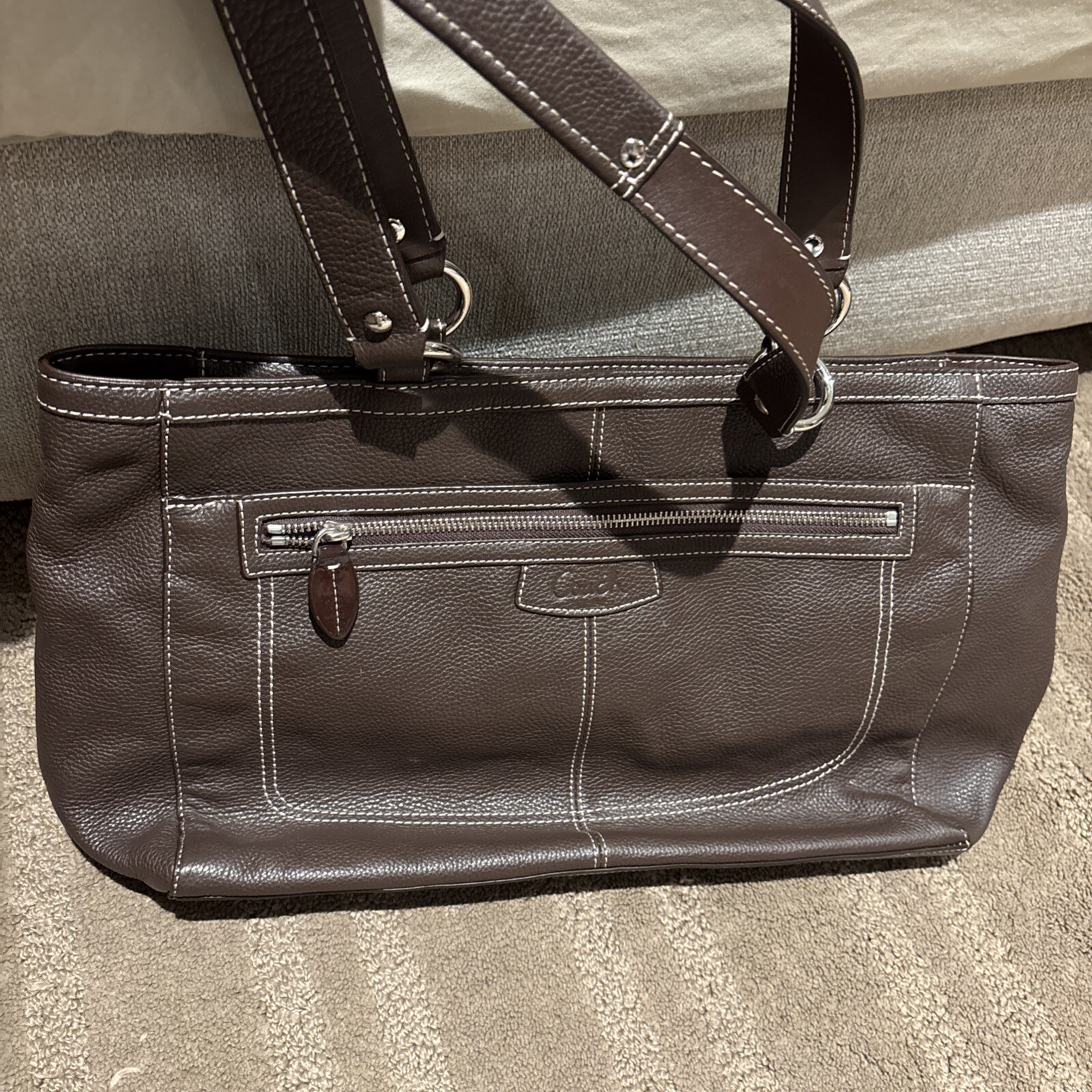 COACH Brown Pebbled Leather Tote Handbag E1053-F14684-image