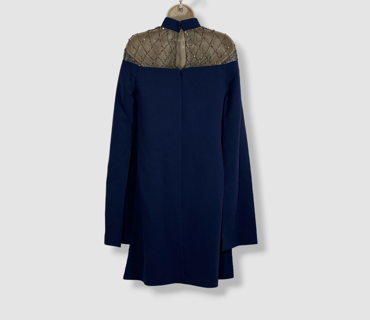 $1915 Safiyaa Women's Blue Embellished Long Sleeve Shift