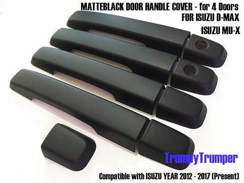 MATTE BLACK 4 DOOR HANDLE COVER TRIM FOR ISUZU DMAX D-MAX MU-X 2012-2018 UTE - Bild 1 von 4