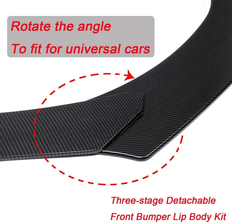 Carbon Fiber Front Bumper Lip Spoiler Splitter + Strut Rods For Buick Electra - image 4 of 4