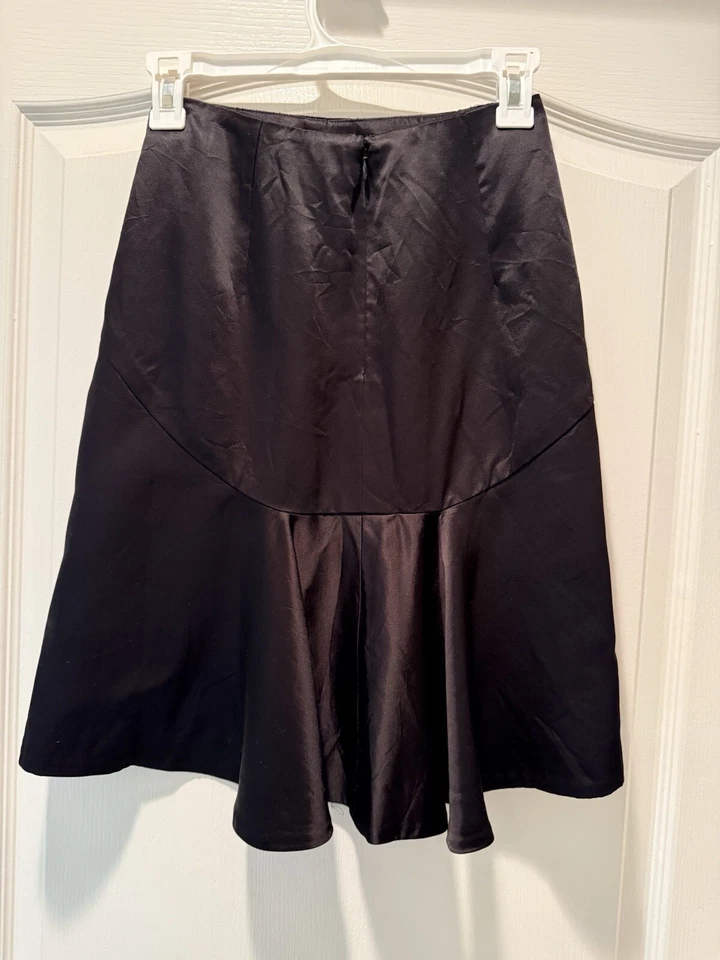 Falda lápiz satinada negra Givenchy Couture FR 36, EE. UU. 2 volantes traseros ¡NUEVAS FOTOS AÑADIDAS!