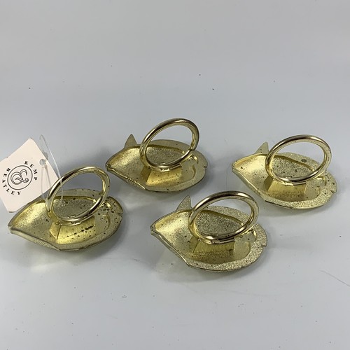 4 Kemp Beatley Gone Fishin" Fish Napkin Ring Holders Goldtone - Picture 5 of 6