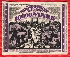 FANTASTIC HISTORICAL BIELEFELD SILK 10000 MARK NOTGELD,  1923-02-15