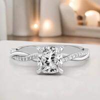 Verlobungsring 18 Karat WeißGold Cushion Cut Diamant 1,20 Karat Igi Lab Grown