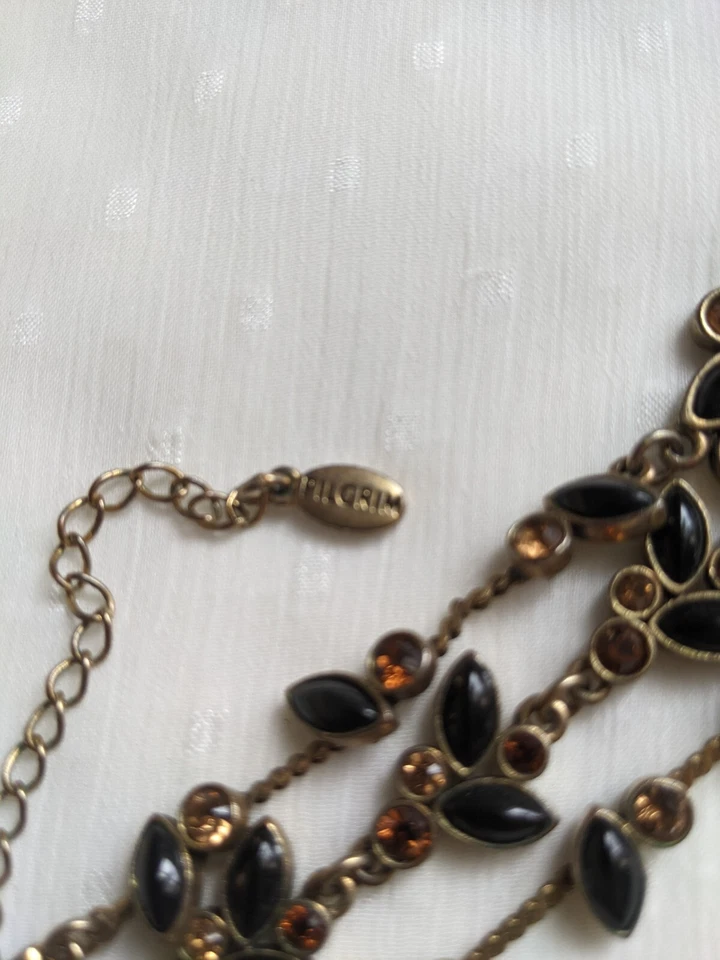 "Collar Peregrino Diseño Danés Tono Dorado, Negro, Ámbar, Esmalte 14""" Foto 4 de 4