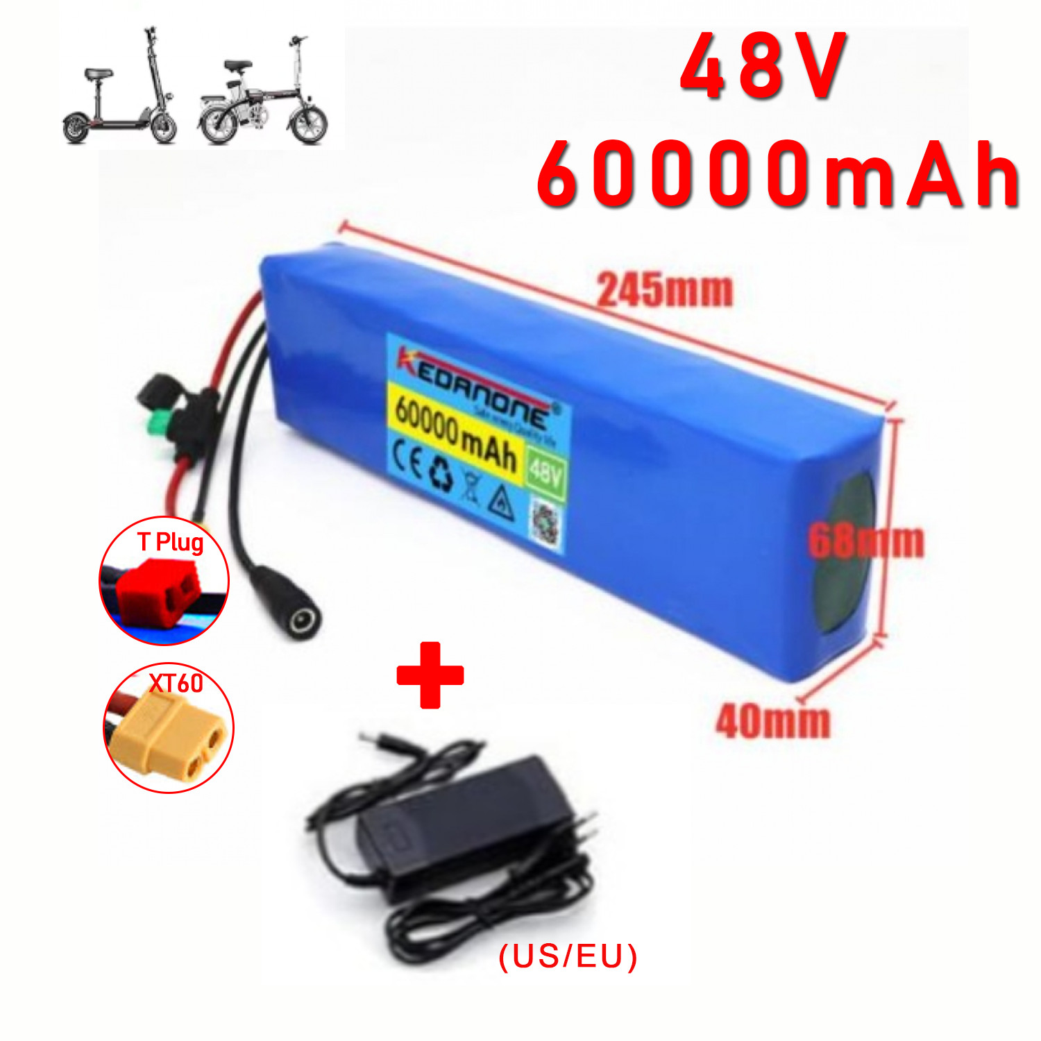 48V 20Ah 13S3P E Bike Lithium Ionaccu Ingebouwde BMS Bescherming Ideaal Voor 200 1000w Elektrische Fietsmotor T Plug 1998833652