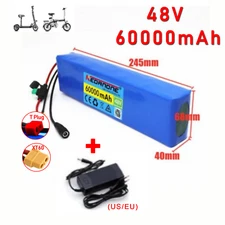 48V 60Ah 13S2P Li-ion Battery Pack BMS Electric Bicycle T/XT60+DC +54.6A Charger