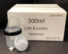 10 oz Disposable Paint Spray Gun Cup Liners and Lid System (190 Mic) 50pack
