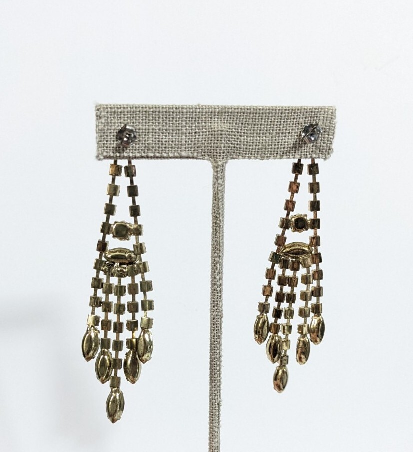 Rhinestone Drop Dangle Chandelier Stud Earrings -… - image 5