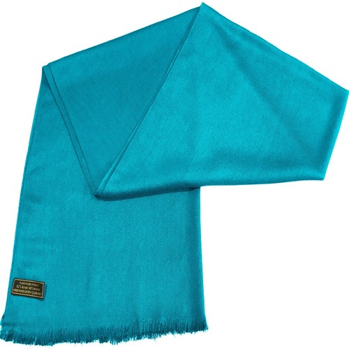 CJ Apparel Turquoise Solid Color Nepalese Fringe Shawl Seconds Wrap Pashmina NUEVO - Imagen 7 de 11