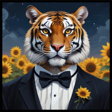 30 Custom Bengal Tiger in Sunflowers Personalized Address Labels