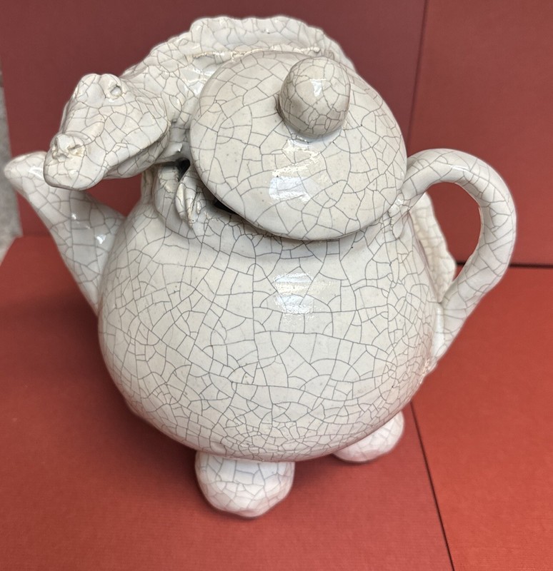 Asian-Chinese Alligator Possible Water Dropper  Crackle Pottery Signed (SH15