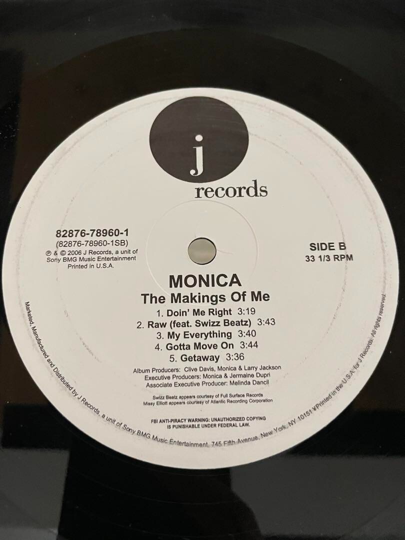Monica / The Makings Of Me 2006 US Original LP Vinyl Missy