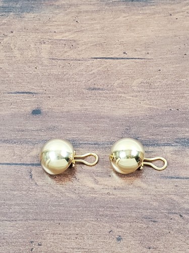 Veronese Gold Over 925 Sterling Silver Dome Clip On Earrings Italian Italy - Picture 2 of 7