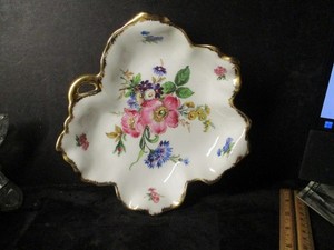 Limoges leaf shaped trinket dish flowers