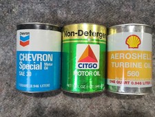 Vintage Citgo, Shell & Chevron Oil Cans Empty Collectible Advertising