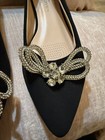 Forever Women Size 6 Black Faux Suede Cushion Rhinestones Bow Shoes Flats  — photo 4