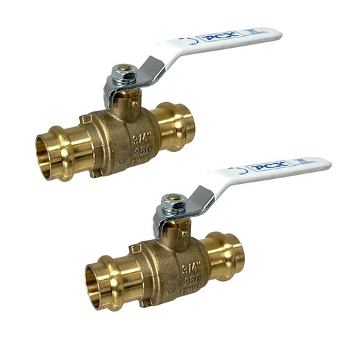 2-Pack 3/4-Inch Press Copper Ball Valve, Heavy Duty Brass Body, Full Port, LF...