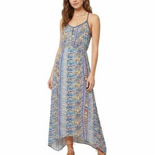 Rhapsody Blue Aztec Tribal Boho Maxi Dress NWT Large Festival Vacation