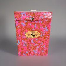 Vintage 60s/1960s Pink Mod Floral Print Vinyl Wig Box/Carrying Case with Handle