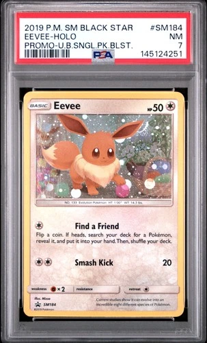 2019 POKEMON SM BLACK STAR PROMO #SM184 EEVEE-HOLO PSA 7