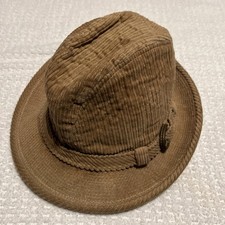 Vintage Country Gentleman Fedora 100 Cotton Corduroy Hat Tan Buckle Aprox 20