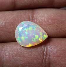 6.8Ct Real AAA Ethiopian Opal Multi Fire Pear Faceted Loose Gemstone 16.7x12.8mm