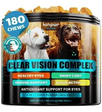 Kinpur Pet Care Dog Vision Supplement * 180 Chews * Duck Flavor