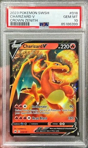 2023 Pokemon SWSH Crown Zenith Charizard V Full Art Holo 018/159 PSA 10 Gem Mint