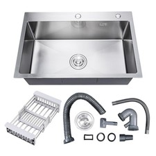 30" x 18" x 9" Topmount Kitchen Sink, 304 Stainless Steel Drop in Single Bowl...