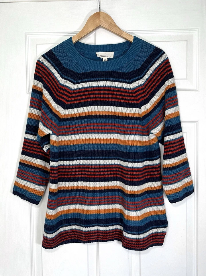 Seasalt Cliff Pass Jumper Cardigan Organic Cotton Stripped Multicoloured Size 14 - Image 2 of 4