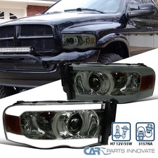 Fit 2002-2005 Dodge Ram 1500 2500 3500 Smoke Projector Headlights Led Strip Lamp