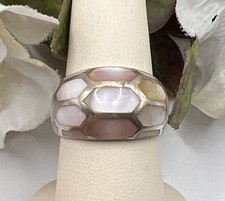 CFJ Sterling Silver Mother Of Pearl Inlay Dome Ring Size 7.75