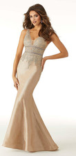Brand New Beautiful Ladies Beaded Morilee Gold/Champagne Gown