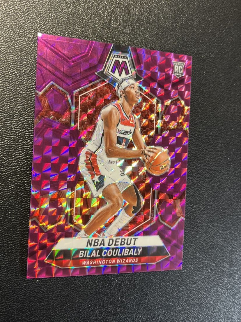 Bilal Coulibaly 2023-24 Panini Mosaic Rookie NBA Debut Purple Prizm RC #268 /99