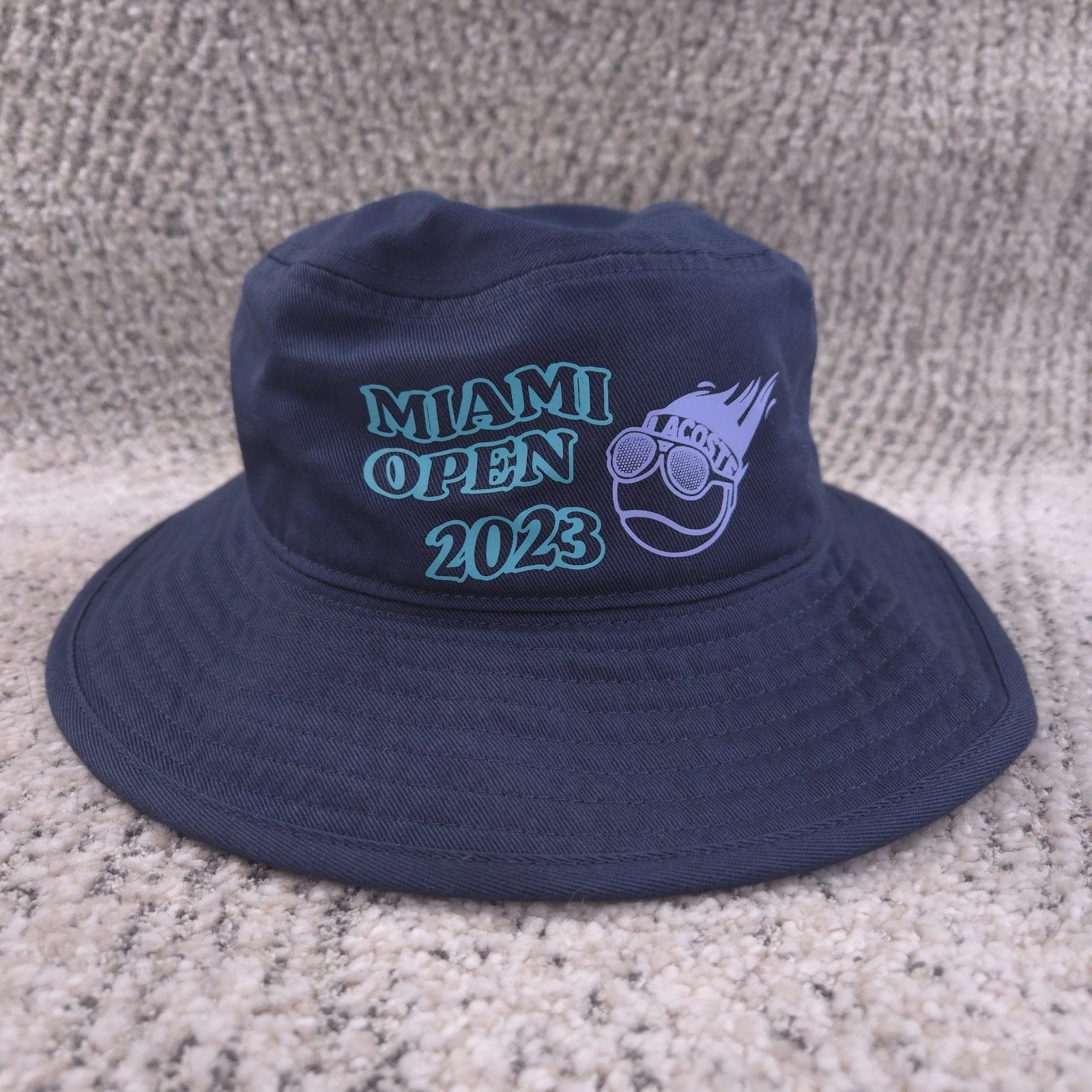 Lacoste Miami Open Bucket Hat Size Large 2023 Tennis Sport Croc Logo Blue NWT