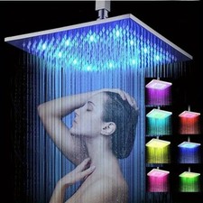 Cabezal de Ducha LED 6 Pulgadas, Automático Cambio de Color Cabezal de Ducha Cuadrado Rociador de Ducha