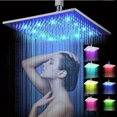 LED Shower Head 6 Inch, Auto Color Changing Shower Head square Shower Sprayer