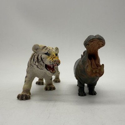 Schleich Hippo Toymajor White Tiger Toy Animal Figurine Grey White Zoo Education