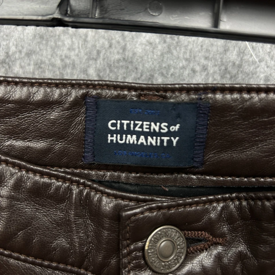 Pantalones cortos de cuero Citizens Of Humanity Jolene vintage ajustados para mujer talla 25 marrón Foto 3 de 4
