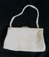 Vintage Beaded Evening Purse Bag Clutch Ivory Hand Made in Japan For Safco Bag