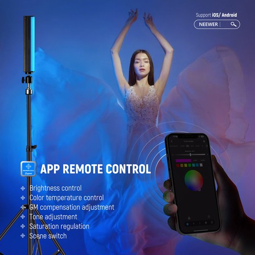 NEEWER TL21CD RGB Light Wand - 2500K~8500K, CRI95+, APP Control - Picture 3 of 8