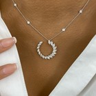 2.3ct F/VS2 Round,Marquise Cut Lab Created Diamond White Gold Pendant Necklace — photo 5