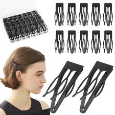 36 Pcs Black Snap Hair Clips, 2-In Metal Barrettes for Women Girls Storage Box