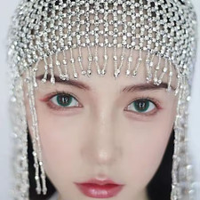 1920s beaded cap flapper era roaring 20s golden beaded headpiece with tassels