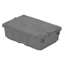 Orbis Fp08 Gray Attached Lid Container, 5.98 Gal Volume Cap., 20 5/8 In L, 13