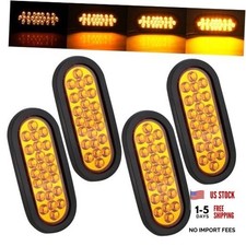 4Pcs 6" Inch Oval Amber LED Strobe Lights 24 LED Recessed Mount with Flash