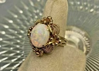 3Ct Oval Cut Vintage Natural Fire Opal Engagement Ring 14K Yellow Gold Plated